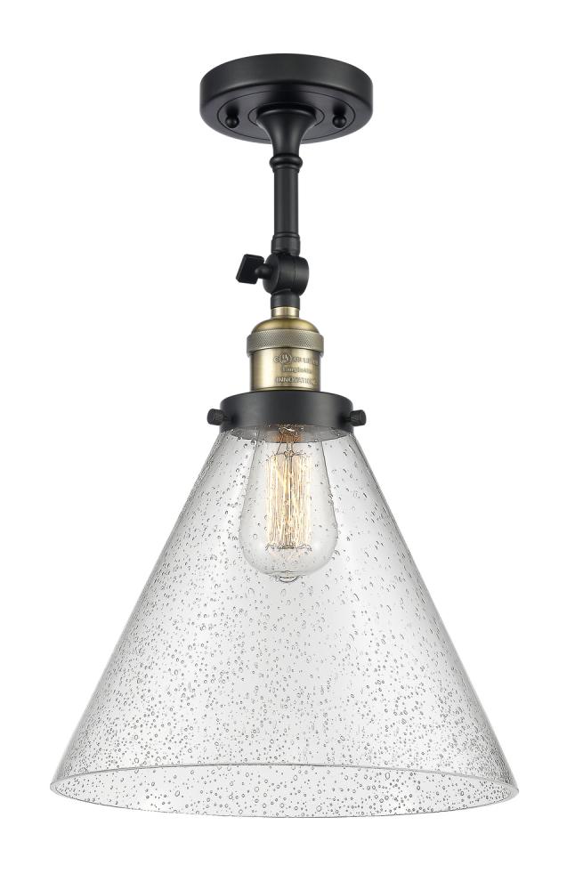 Cone - 1 Light - 12 inch - Black Antique Brass - Adjustable Semi-Flush Mount