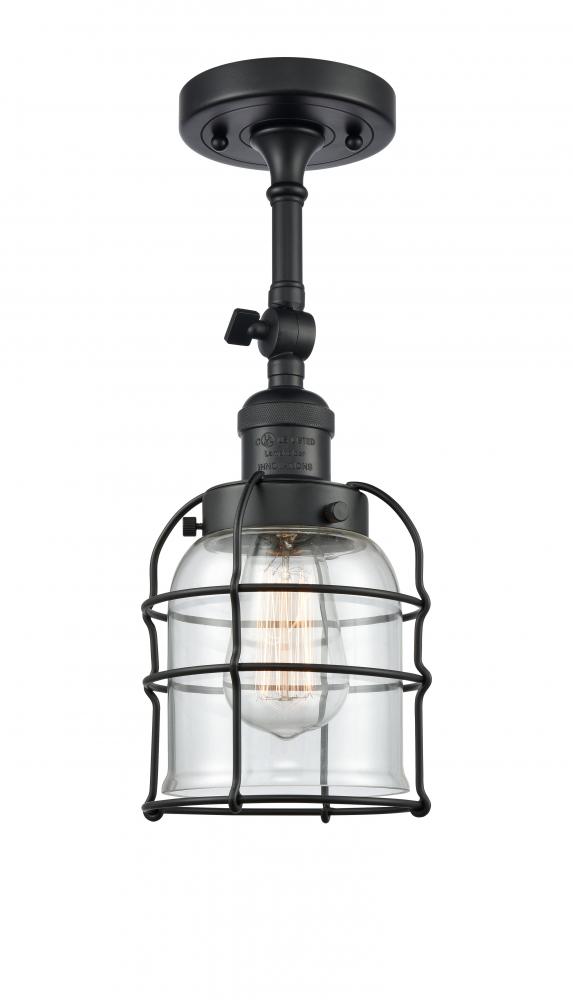 Bell Cage - 1 Light - 6 inch - Matte Black - Adjustable Semi-Flush Mount