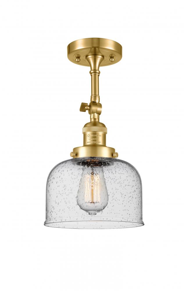 Bell - 1 Light - 8 inch - Satin Gold - Adjustable Semi-Flush Mount