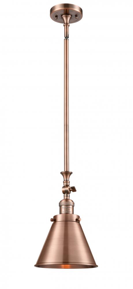 Appalachian - 1 Light - 8 inch - Antique Copper - Stem Hung - Adjustable Mini Pendant