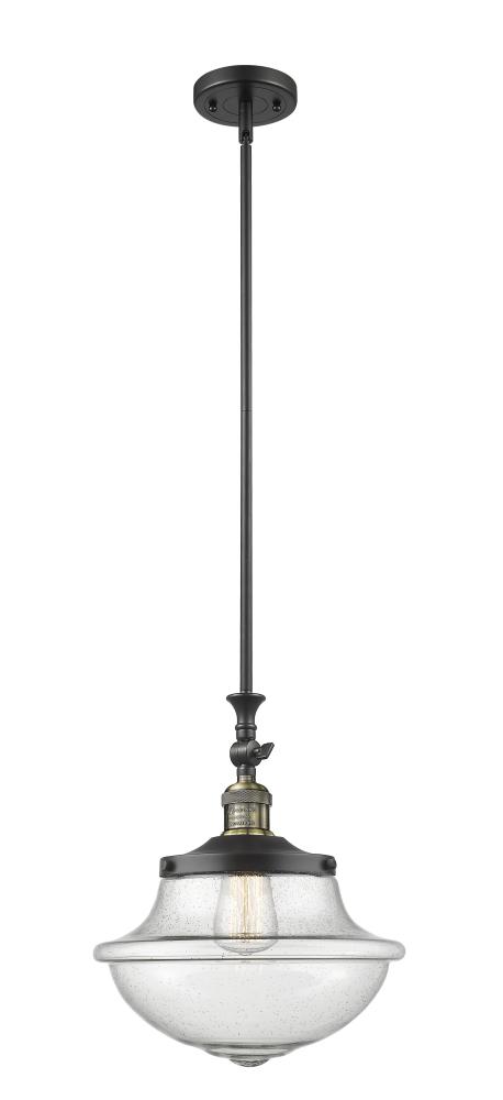 Oxford - 1 Light - 12 inch - Black Antique Brass - Stem Hung - Adjustable Mini Pendant