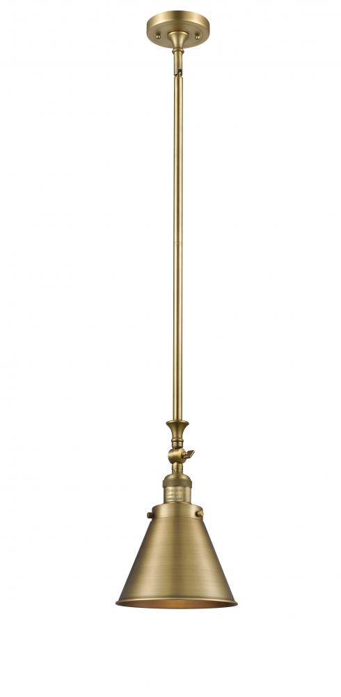 Appalachian - 1 Light - 8 inch - Brushed Brass - Stem Hung - Adjustable Mini Pendant
