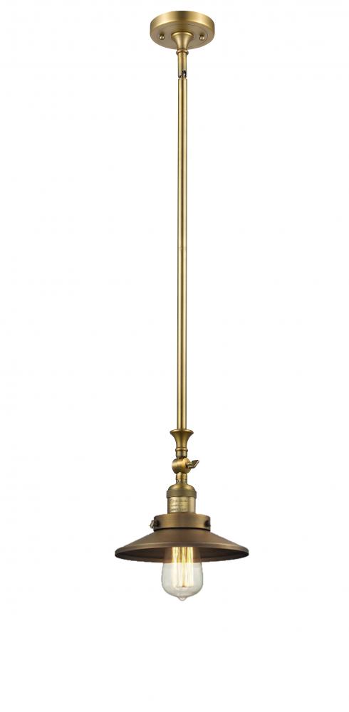 Railroad - 1 Light - 8 inch - Brushed Brass - Stem Hung - Adjustable Mini Pendant