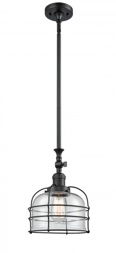 Bell Cage - 1 Light - 9 inch - Matte Black - Stem Hung - Adjustable Mini Pendant