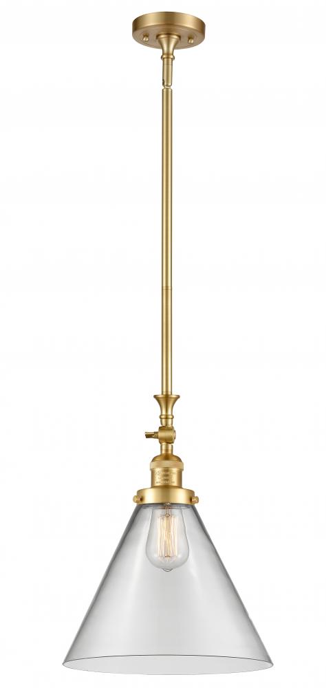 Cone - 1 Light - 12 inch - Satin Gold - Stem Hung - Adjustable Mini Pendant
