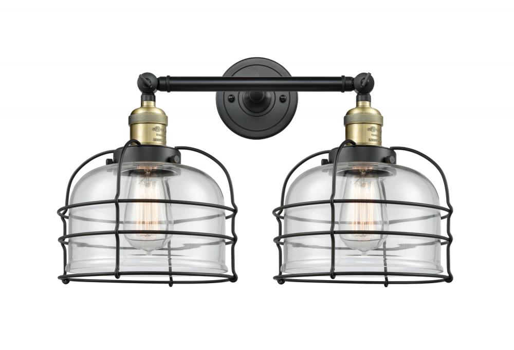 Bell Cage - 2 Light - 19 inch - Black Antique Brass - Adjustable Bath Vanity Light