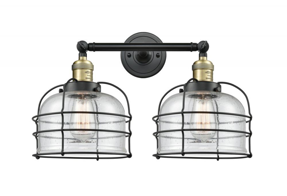 Bell Cage - 2 Light - 19 inch - Black Antique Brass - Adjustable Bath Vanity Light