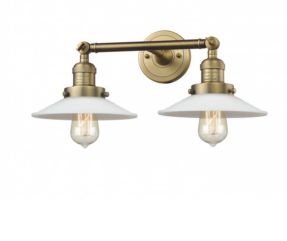 Halophane - 2 Light - 18 inch - Brushed Brass - Adjustable Bath Vanity Light