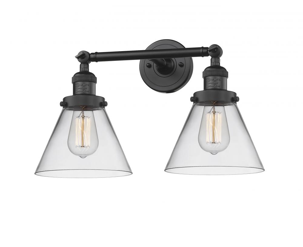 Cone - 2 Light - 18 inch - Matte Black - Adjustable Bath Vanity Light
