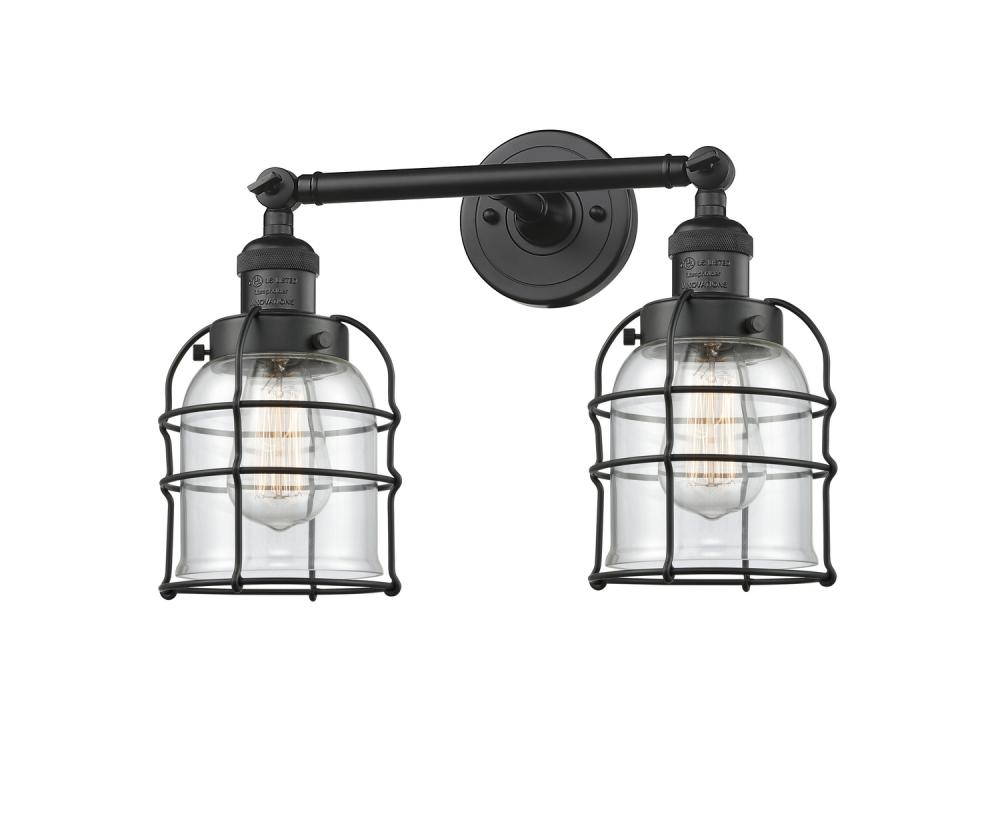 Bell Cage - 2 Light - 16 inch - Matte Black - Adjustable Bath Vanity Light