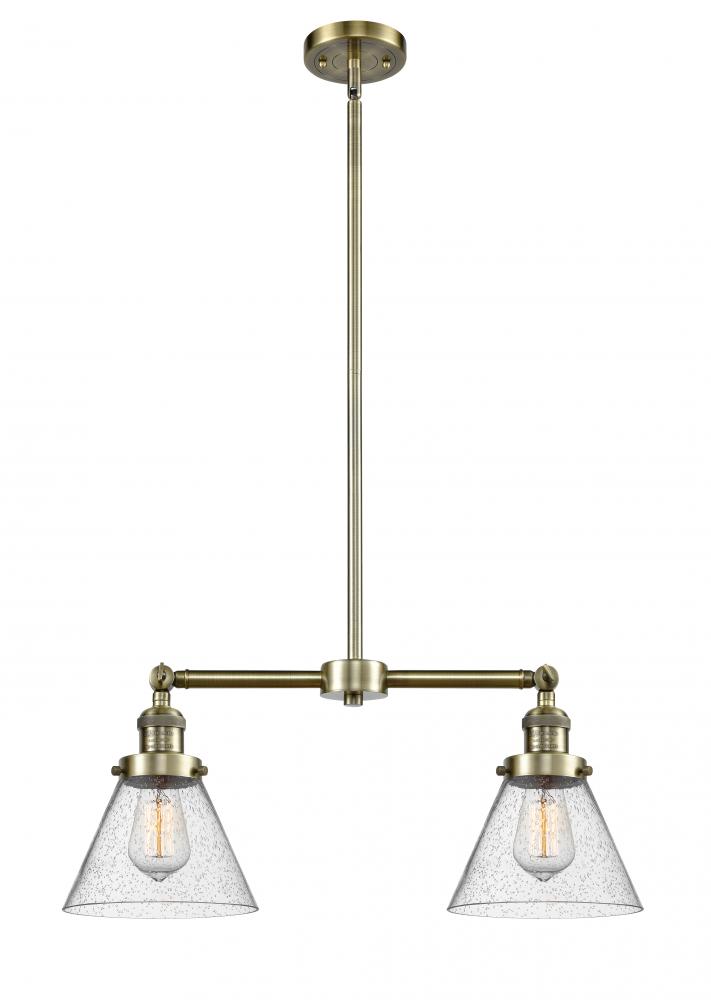 Cone - 2 Light - 21 inch - Antique Brass - Stem Hung - Adjustable Island Light