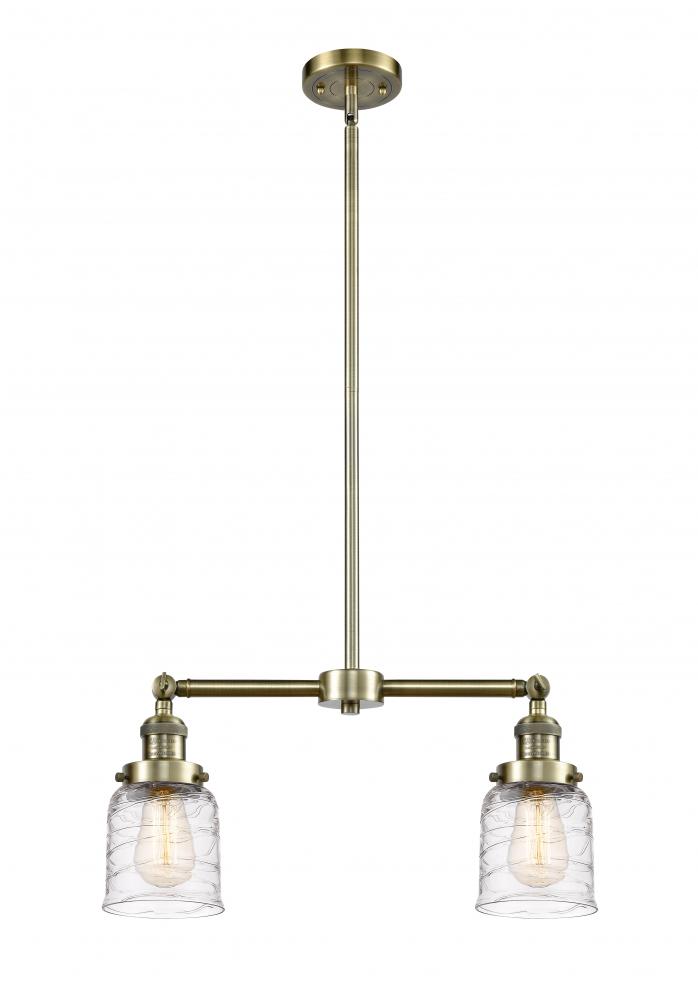 Bell - 2 Light - 21 inch - Antique Brass - Stem Hung - Adjustable Island Light