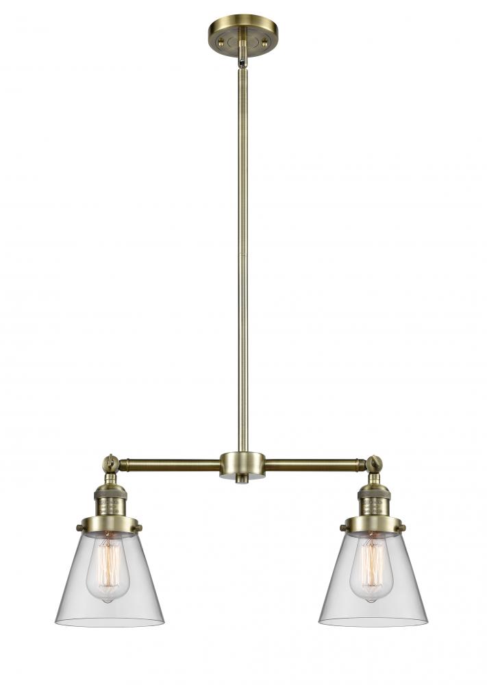 Cone - 2 Light - 21 inch - Antique Brass - Stem Hung - Adjustable Island Light