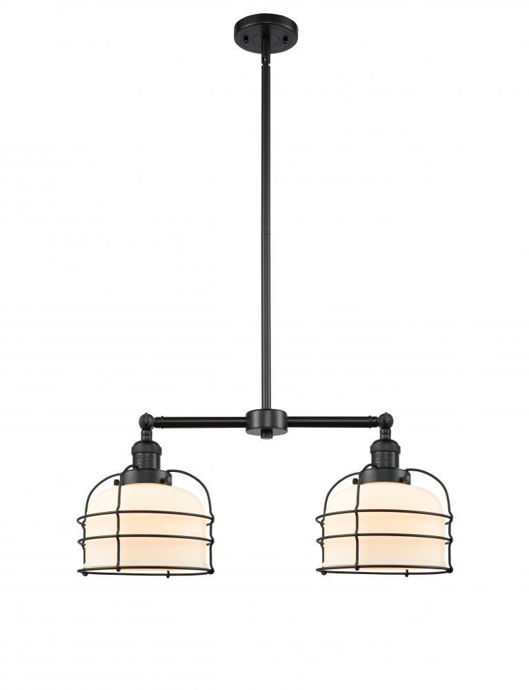 Bell Cage - 2 Light - 24 inch - Matte Black - Stem Hung - Adjustable Island Light