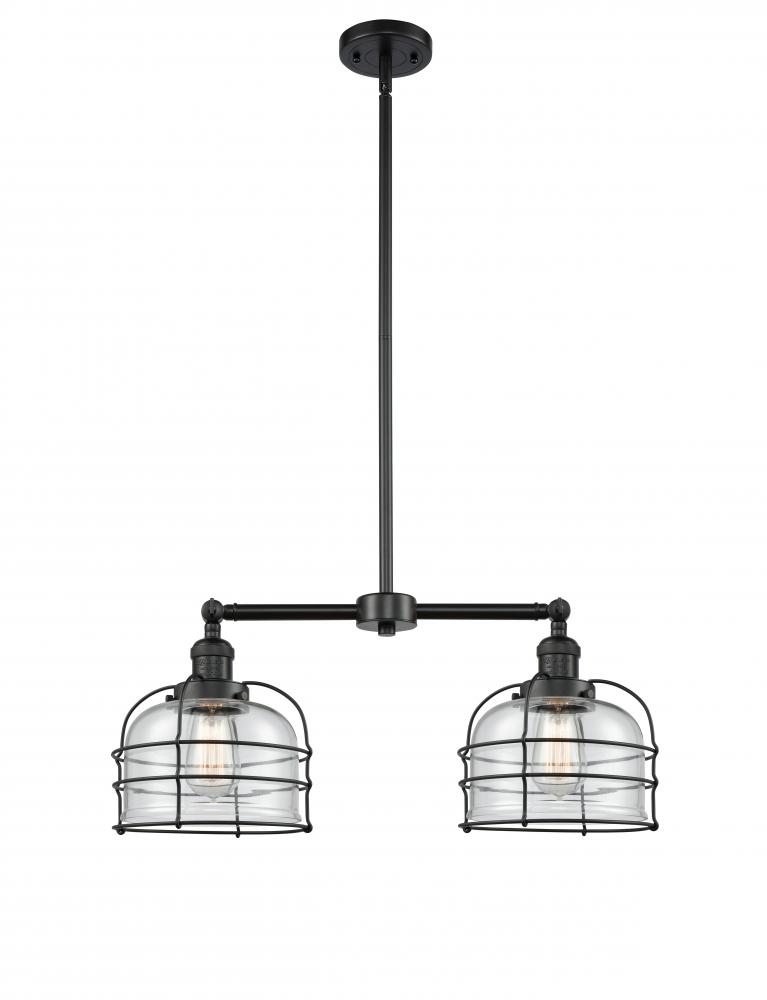 Bell Cage - 2 Light - 24 inch - Matte Black - Stem Hung - Adjustable Island Light