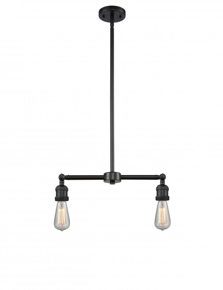 Bare Bulb - 2 Light - 20 inch - Matte Black - Stem Hung - Adjustable Island Light