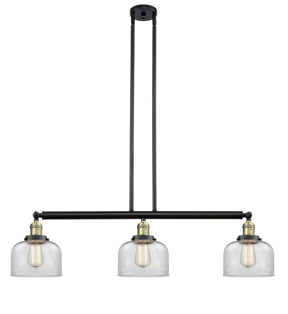 Bell - 3 Light - 41 inch - Black Antique Brass - Stem Hung - Adjustable Island Light
