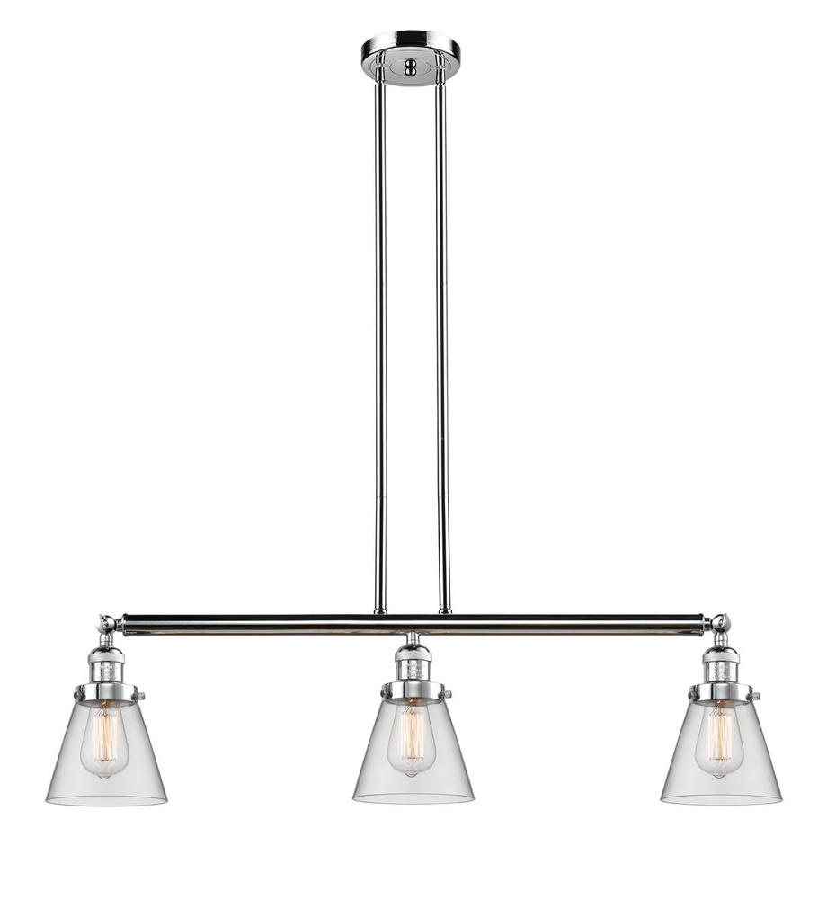 Cone - 3 Light - 39 inch - Polished Chrome - Stem Hung - Adjustable Island Light