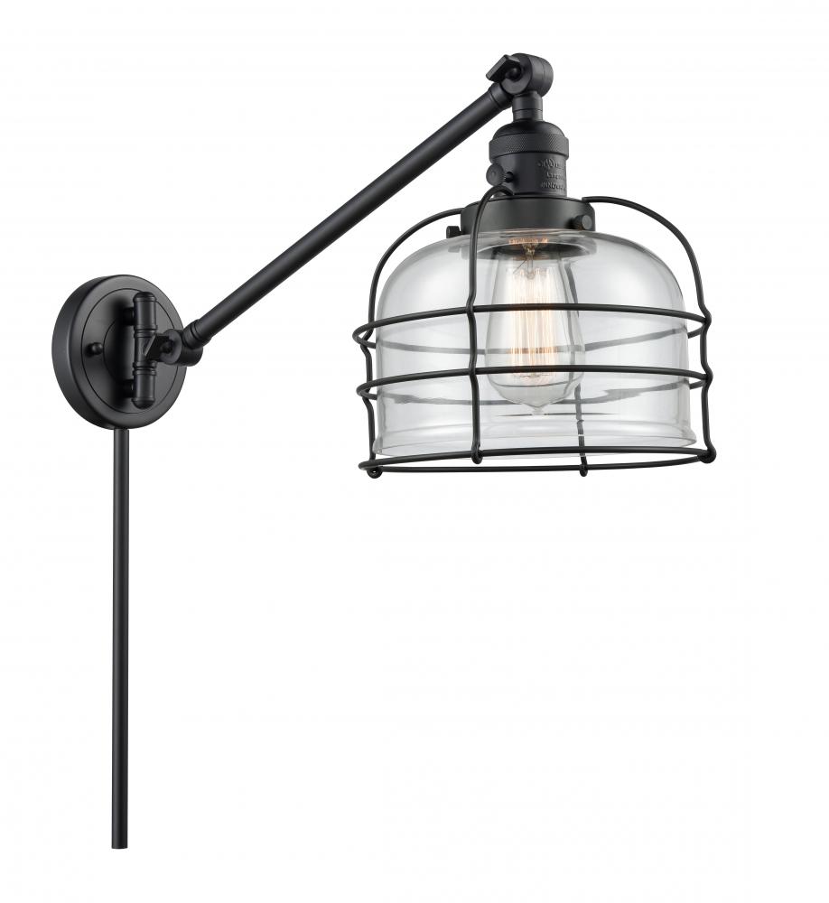 Bell Cage - 1 Light - 8 inch - Matte Black -Adjustable Swing Arm