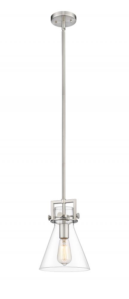 Newton Cone - 1 Light - 8 inch - Brushed Satin Nickel - Cord hung - Mini Pendant