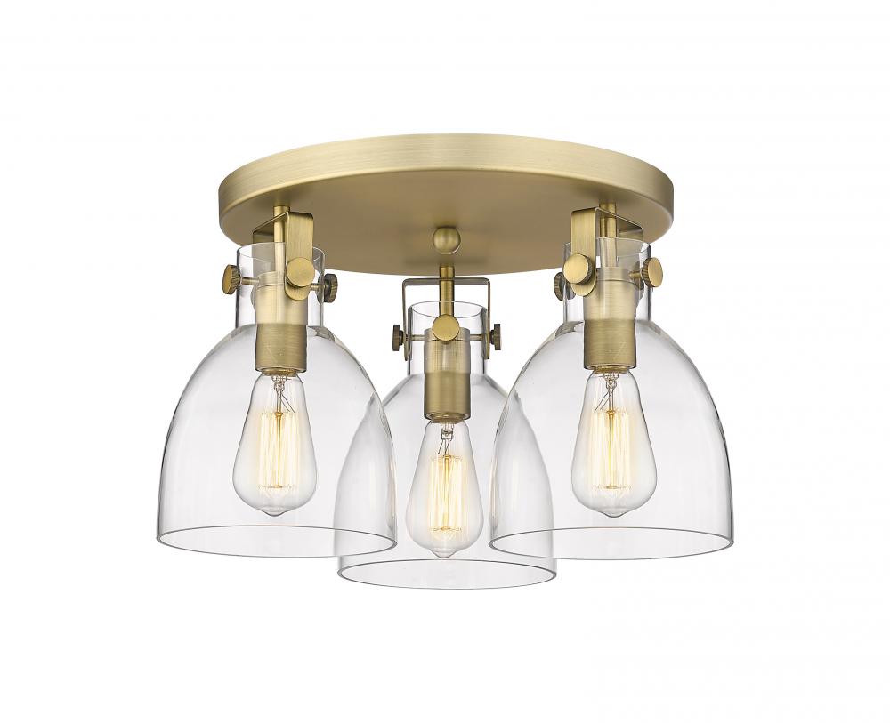 Newton Bell - 3 Light - 18 inch - Satin Nickel - Flush Mount