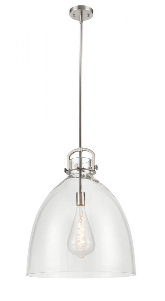 Newton Bell - 1 Light - 18 inch - Brushed Satin Nickel - Cord hung - Pendant