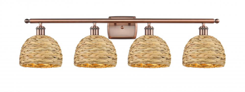 Woven Rattan - 4 Light - 38 inch - Antique Copper - Bath Vanity Light