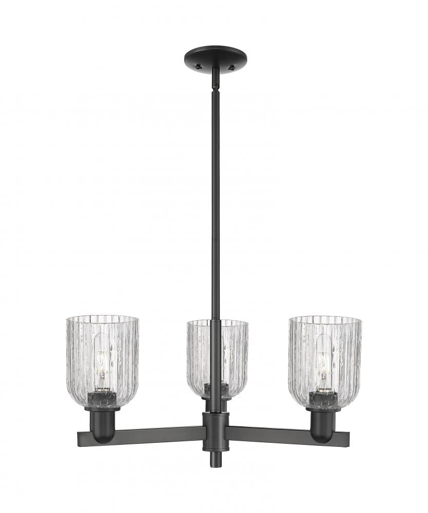 Bridal Veil - 3 Light - 18 inch - Matte Black - Flush Mount