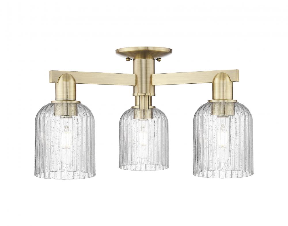 Bridal Veil - 3 Light - 6 inch - Antique Brass - Semi-Flush Mount