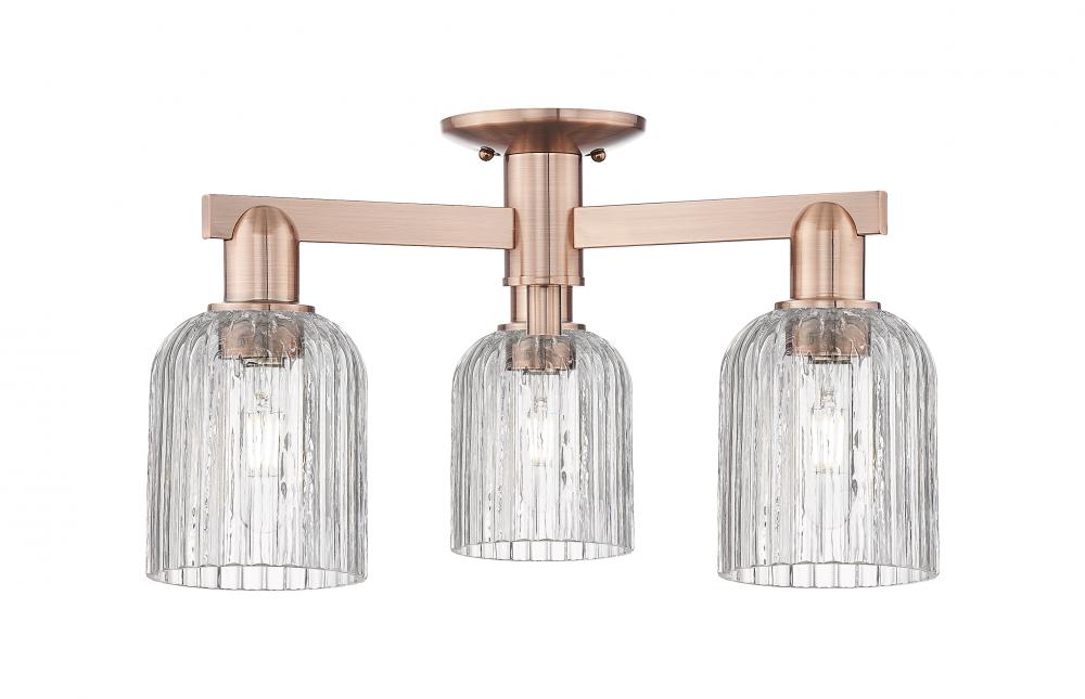 Bridal Veil - 3 Light - 6 inch - Antique Copper - Semi-Flush Mount