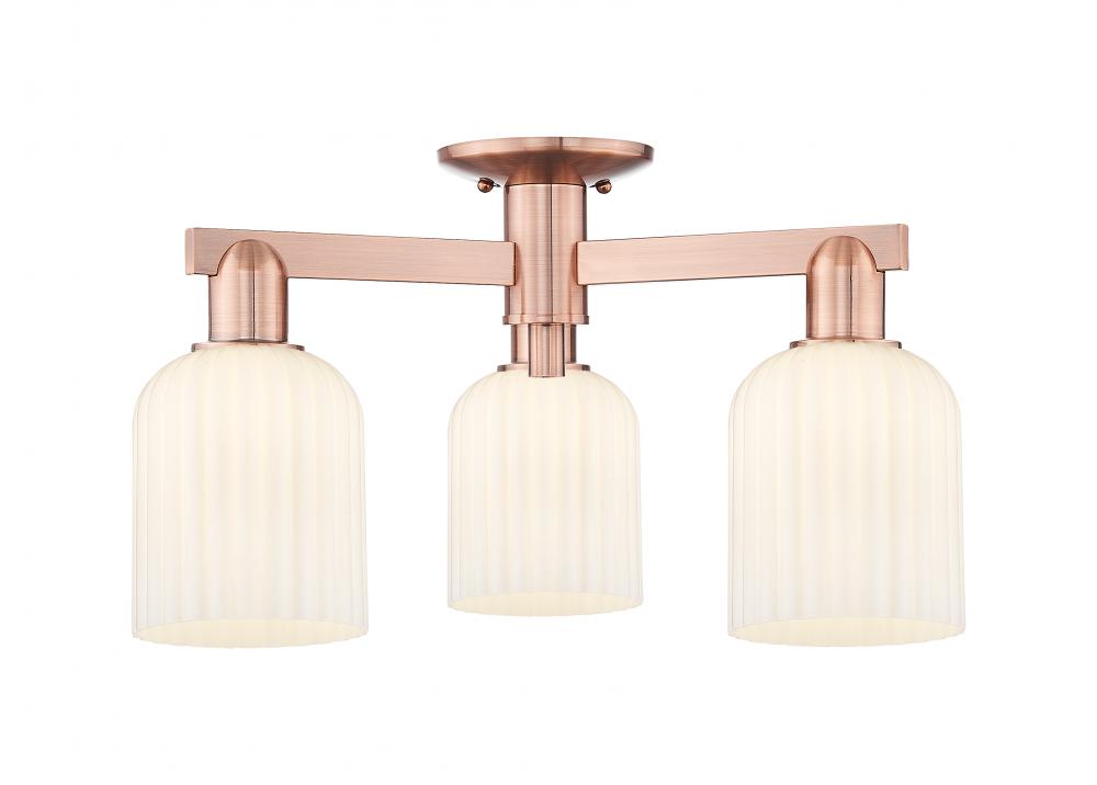 Bridal Veil - 3 Light - 6 inch - Antique Copper - Semi-Flush Mount