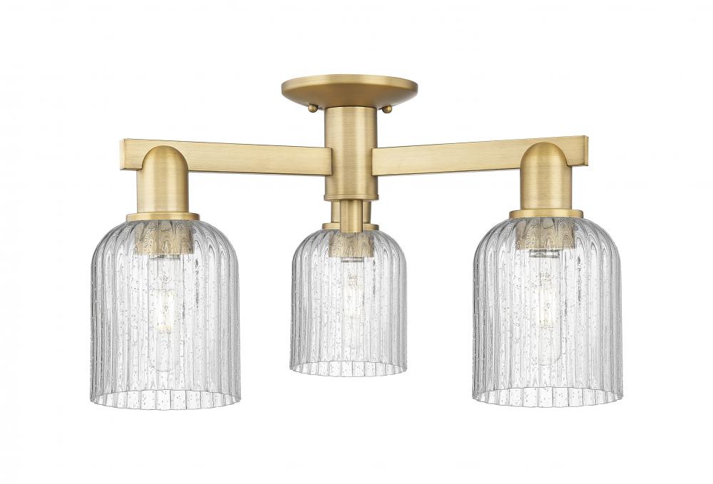 Bridal Veil - 3 Light - 6 inch - Brushed Brass - Semi-Flush Mount