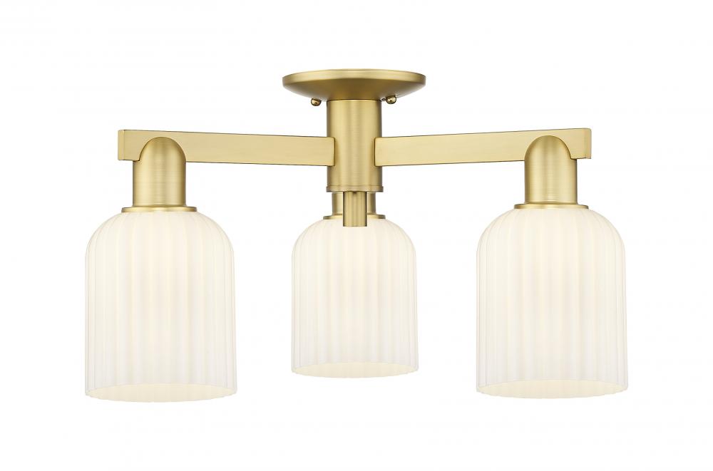 Bridal Veil - 3 Light - 6 inch - Satin Gold - Semi-Flush Mount