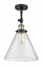 Innovations Lighting 201F-BAB-G44-L - Cone - 1 Light - 12 inch - Black Antique Brass - Adjustable Semi-Flush Mount