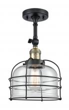 Innovations Lighting 201F-BAB-G72-CE - Bell Cage - 1 Light - 9 inch - Black Antique Brass - Adjustable Semi-Flush Mount