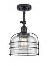 Innovations Lighting 201F-BK-G72-CE - Bell Cage - 1 Light - 9 inch - Matte Black - Adjustable Semi-Flush Mount