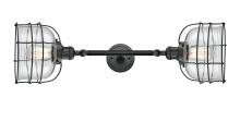 Innovations Lighting 208L-BK-G72-CE - Bell Cage - 2 Light - 9 inch - Matte Black - Adjustable Bath Vanity Light