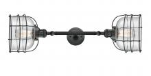 Innovations Lighting 208L-BK-G74-CE - Bell Cage - 2 Light - 9 inch - Matte Black - Adjustable Bath Vanity Light