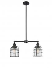 Innovations Lighting 209-BK-G52-CE - Bell Cage - 2 Light - 21 inch - Matte Black - Stem Hung - Adjustable Island Light