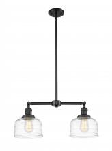 Innovations Lighting 209-BK-G713 - Bell - 2 Light - 21 inch - Matte Black - Stem Hung - Adjustable Island Light