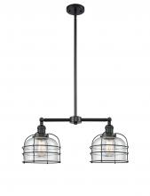 Innovations Lighting 209-BK-G74-CE - Bell Cage - 2 Light - 24 inch - Matte Black - Stem Hung - Adjustable Island Light
