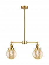 Innovations Lighting 209-SG-G208-6 - Beacon - 2 Light - 23 inch - Satin Gold - Stem Hung - Adjustable Island Light