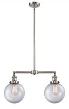 Innovations Lighting 209-SN-G202-8 - Beacon - 2 Light - 25 inch - Brushed Satin Nickel - Stem Hung - Adjustable Island Light