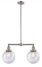 Innovations Lighting 209-SN-G204-8 - Beacon - 2 Light - 25 inch - Brushed Satin Nickel - Stem Hung - Adjustable Island Light