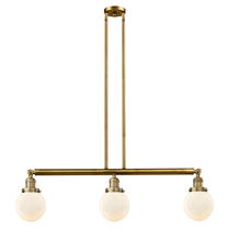 Innovations Lighting 213-BB-G201-6 - Beacon - 3 Light - 39 inch - Brushed Brass - Stem Hung - Adjustable Island Light