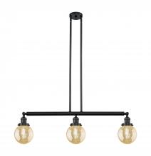 Innovations Lighting 213-BK-G208-6 - Beacon - 3 Light - 39 inch - Matte Black - Stem Hung - Adjustable Island Light