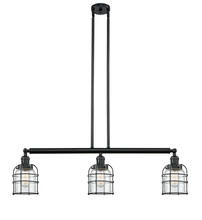 Innovations Lighting 213-BK-G52-CE - Bell Cage - 3 Light - 39 inch - Matte Black - Stem Hung - Adjustable Island Light