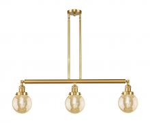 Innovations Lighting 213-SG-G208-6 - Beacon - 3 Light - 39 inch - Satin Gold - Stem Hung - Adjustable Island Light
