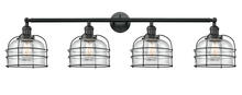 Innovations Lighting 215-BK-G74-CE - Bell Cage - 4 Light - 44 inch - Matte Black - Adjustable Bath Vanity Light