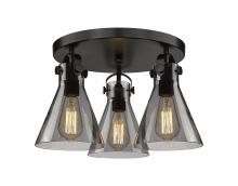 Innovations Lighting 410-3F-BK-G411-7SM - Newton Cone - 3 Light - 18 inch - Matte Black - Flush Mount
